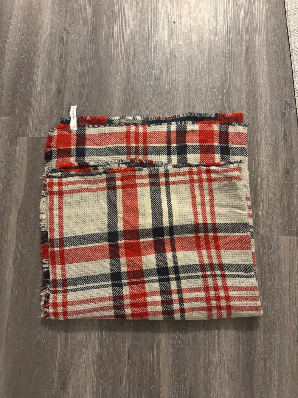 Plaid Red and Cream Scarf